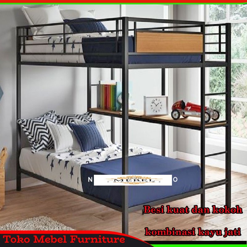 Dipan Tempat Tidur Anak Tingkat Besi Dan Jati Minimalis mebel jepara