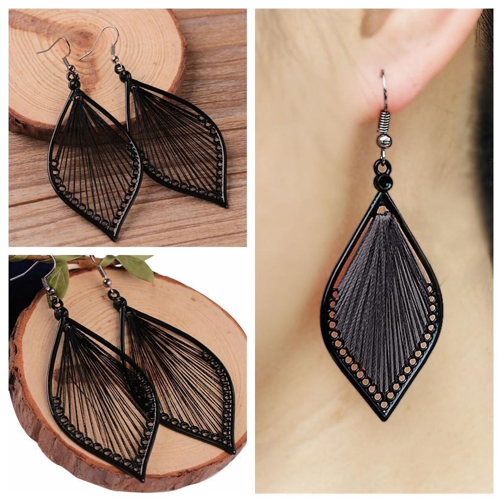 Nanas 1pasang Anting Daun Perhiasan Boho Bohemia Menjuntai Eardrop Vintage Stud Earrings