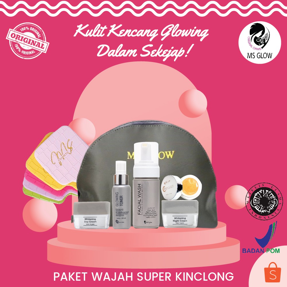 Paket Kinclong Super MS Glow / Pemutih Pencerah Wajah Penghilang Flek Hitam Termurah Premium