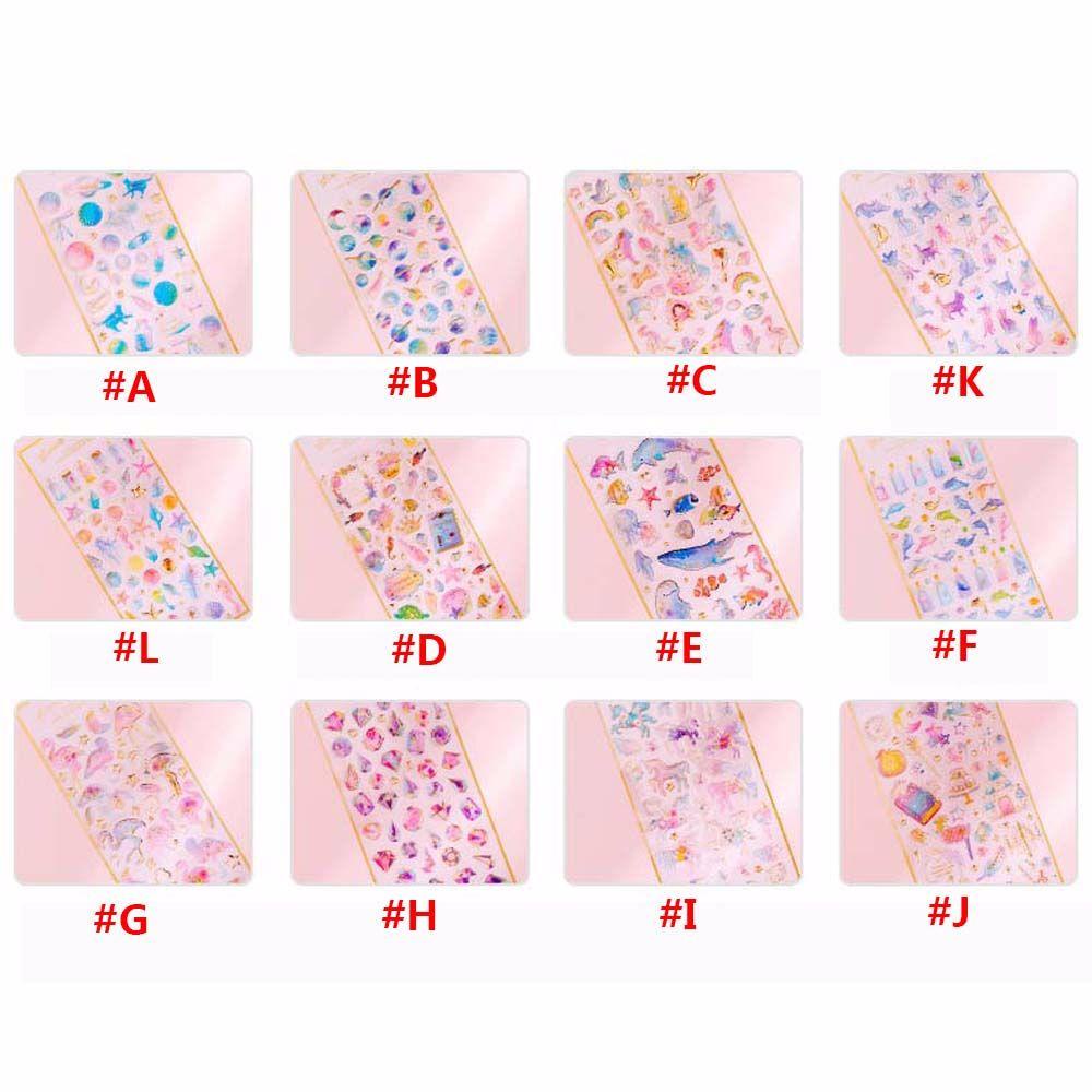 REBUY Rebuy Stiker Hias Kawaii Diary Decal DIY Scrapbooking Tiga Dimensi Dekorasi Kertas Kristal Epoxy Sticker