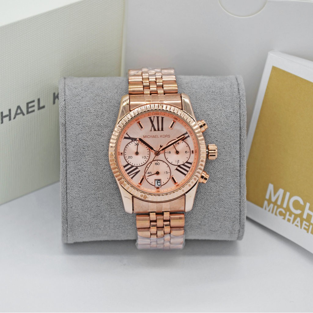 JAM TANGAN WANITA MK CHRONOGRAPH TALI RANTAI BOX EXCLUSIVE