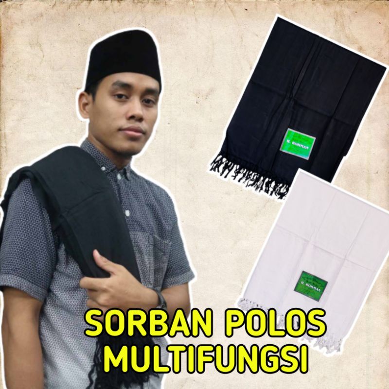 sorban pria warna putih polos hitam multifungsi sorban Hitam polos terbaru santri pria
