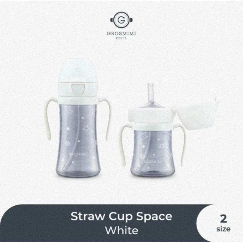 Grosmimi PPSU Staw Bottle Space Edition (White)- Botol Minum Bayi &amp; Anak