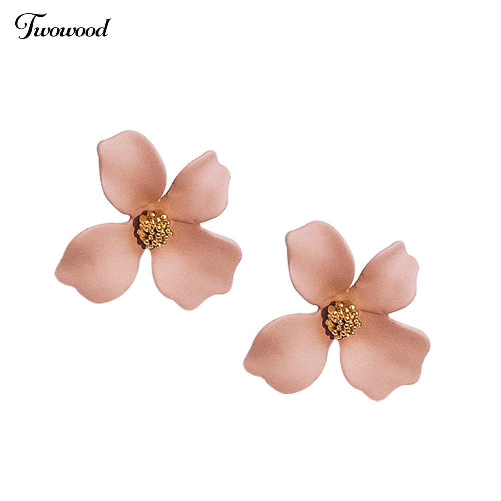 Twowood Fashion Girls Flower Ear Studs All-match Date Party Travel Earrings