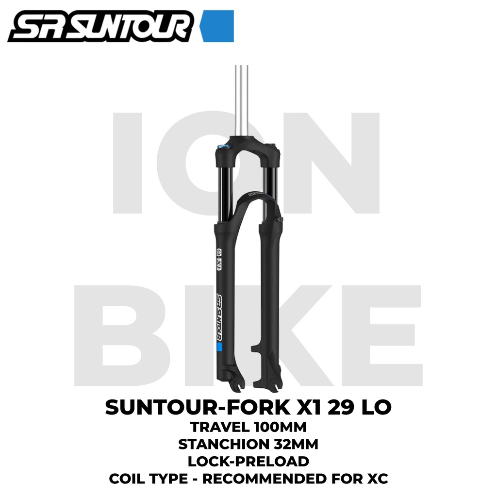 Fork 29 Oversize Suntour X1 Travel 100 Lock Rebound 32mm T100  T 100 - Sepeda MTB X 1 XCR New Genera