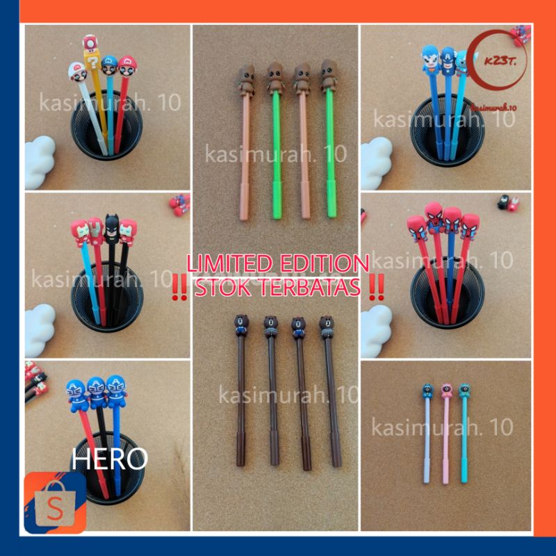 

[LIMITED EDITION] Pena Superhero / Pulpen Batman / Pena Superman / Mario Bross / Pena Pohon / Brown / Spiderman