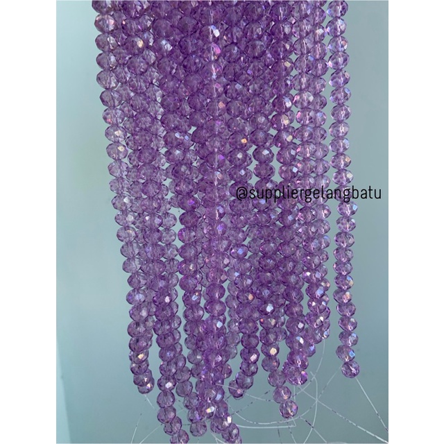 Crystal Ceko 8mm PURPLE QUARTZ ungu bening manik bakpao rondele craft