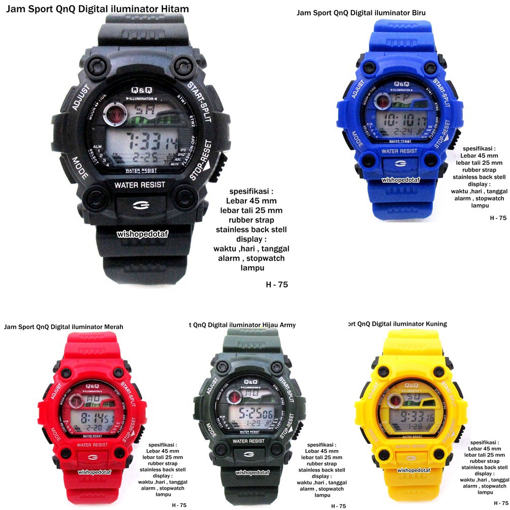 Jam tangan sport QNQ digital iluminator full set