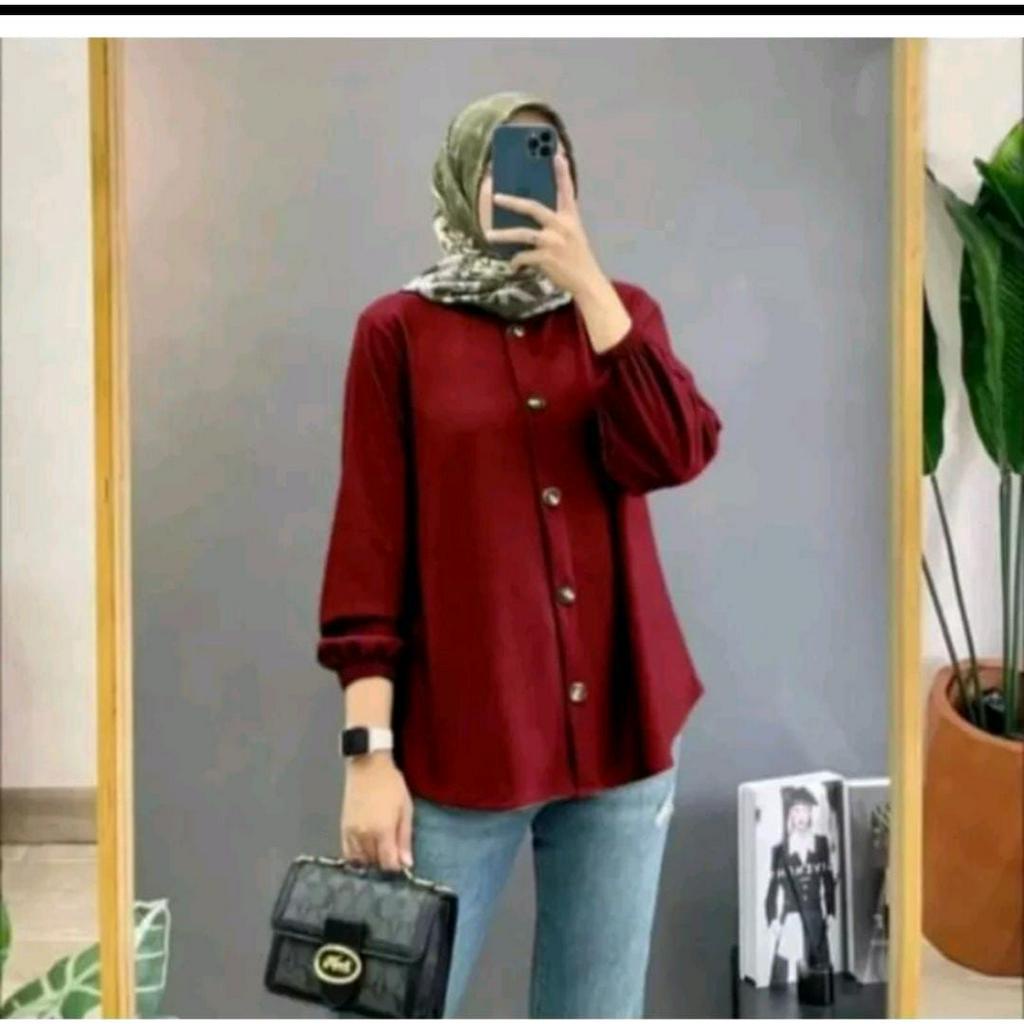 Baju Atasan Wanita Naura Blouse baju muslim bahan crinkle terbaru