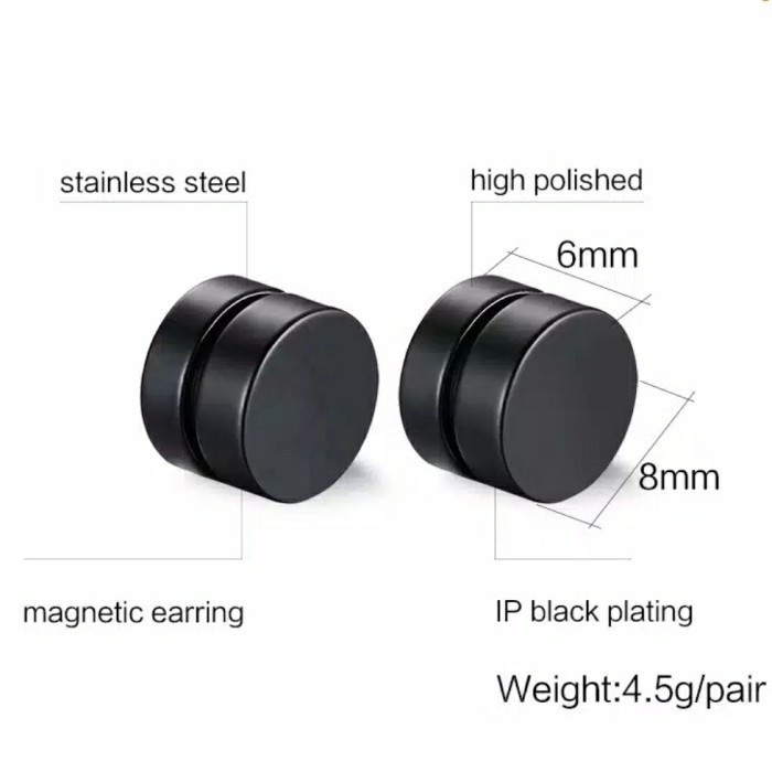 [NEW] 2 PCS Anting Magnet Hitam Pria Wanita Anting Klip Tanpa Tindik Anting BTS Korea Wanita Cowok Kekinian Aksesoris Fashion