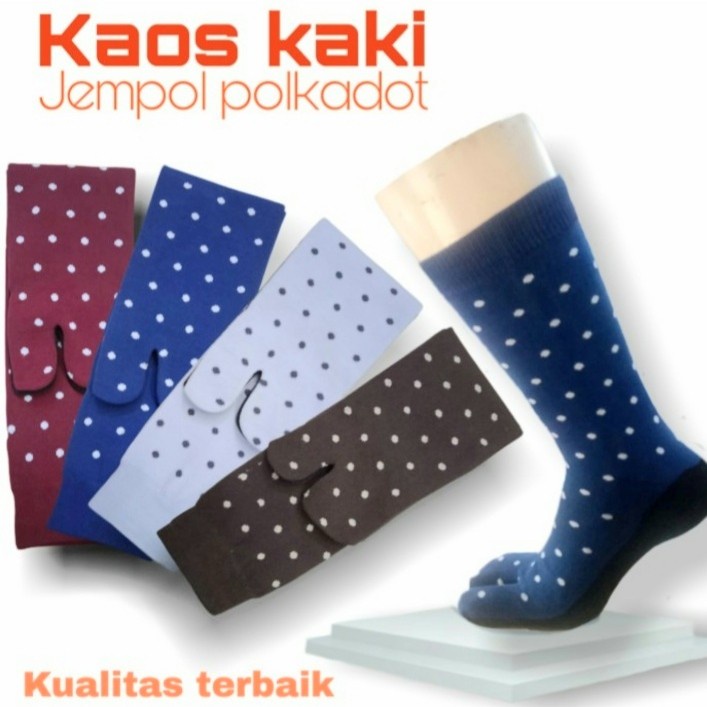 KAOS KAKI JEMPOL POLKADOT /KAOS KAKI JEMPOL MOTIF POLKADOT / KAOS KAKI MUSLIMAH PANJANG WARNA RANDOM SIZE,L