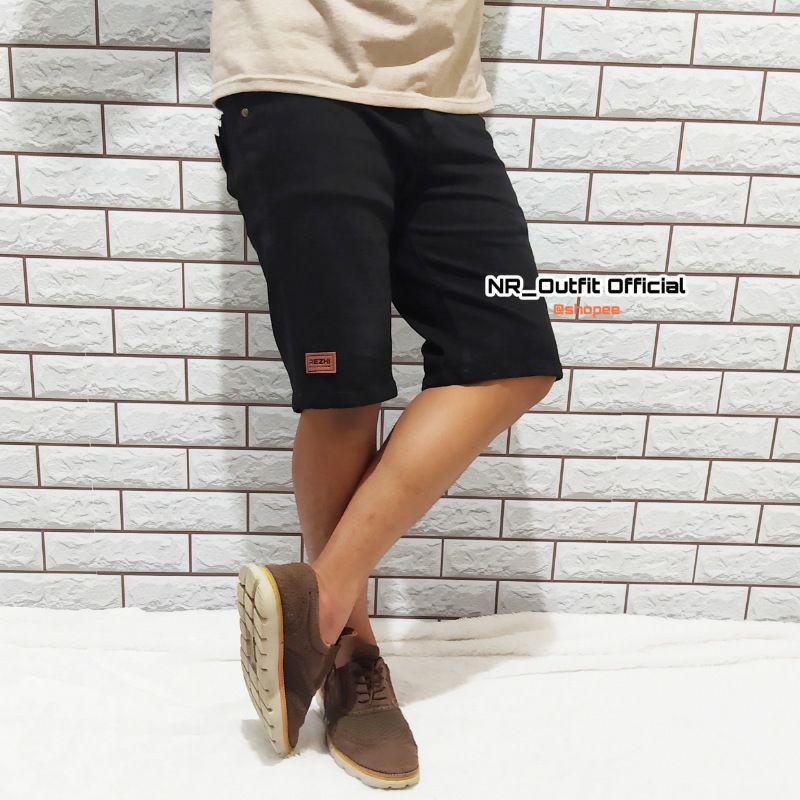 Celana Jeans Pendek Pria Hitam Pekat RC Skinny Slim Fit Cowok Stretch 27-38 NR_Outfit Official COD