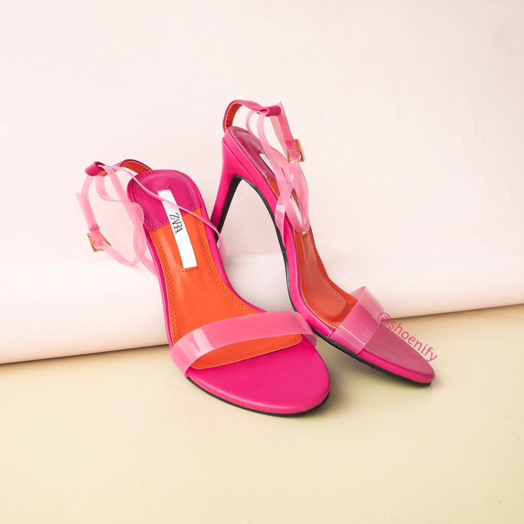 shoenify Selly heels cewek sepatu wanita 9cm Vinyl ZR-811 CK-202 ZR 801 SNR in Cream / Pink - [207 /