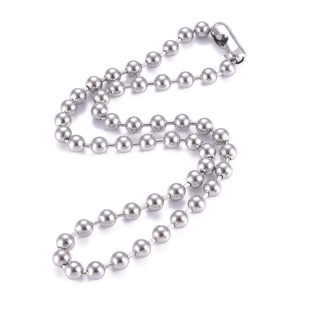 1pc304kalung Rantai Bola Stainless Steel Dengan Konektor Rantai Bola Bahan Stainless Steel Warna 23.6inci (60cm) 8mm/18.1inci (46cm)