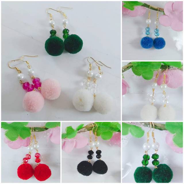 Anting Korea Fashion Terbaru/Anting Pompom Hijab/ KERABU ANTING JUNTAI- ANTING LUCU FASHION JEWELRY