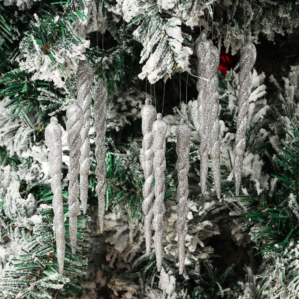 Top 12pcs Liontin Natal Hadiah Keluarga Hiasan Taman Dekorasi Rumah Hiasan Natal Ice Bar Pendant