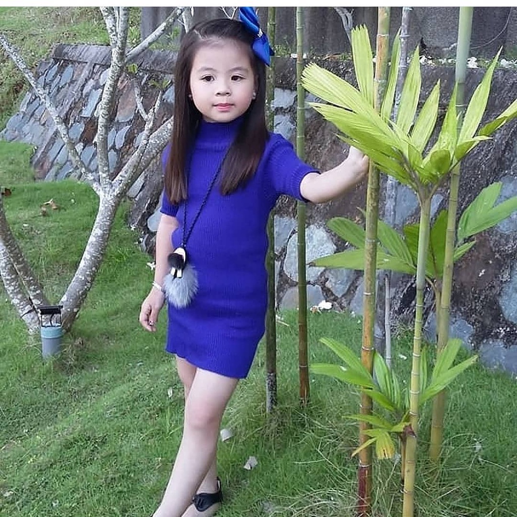 DRESS RAJUT ANAK PEREMPUAN 4-6th tangan pendek Turtleneck By Galleraj.id