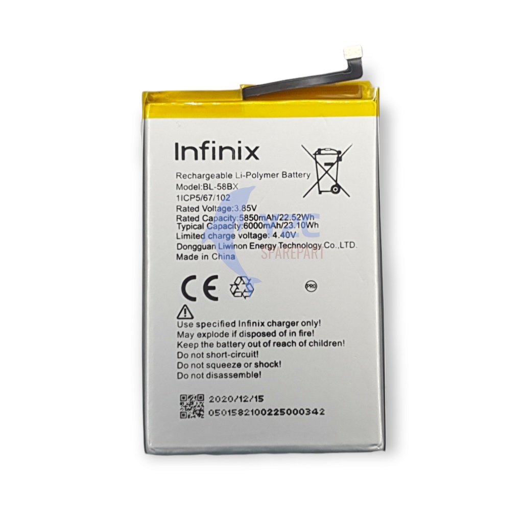 BATERAI INFINIX HOT 9 PLAY / HOT 10 PLAY / HOT 11 PLAY / HOT 12 PLAY / BL-58BX ORIGINAL OEM / BATREI BATRAI BATRE BATERE