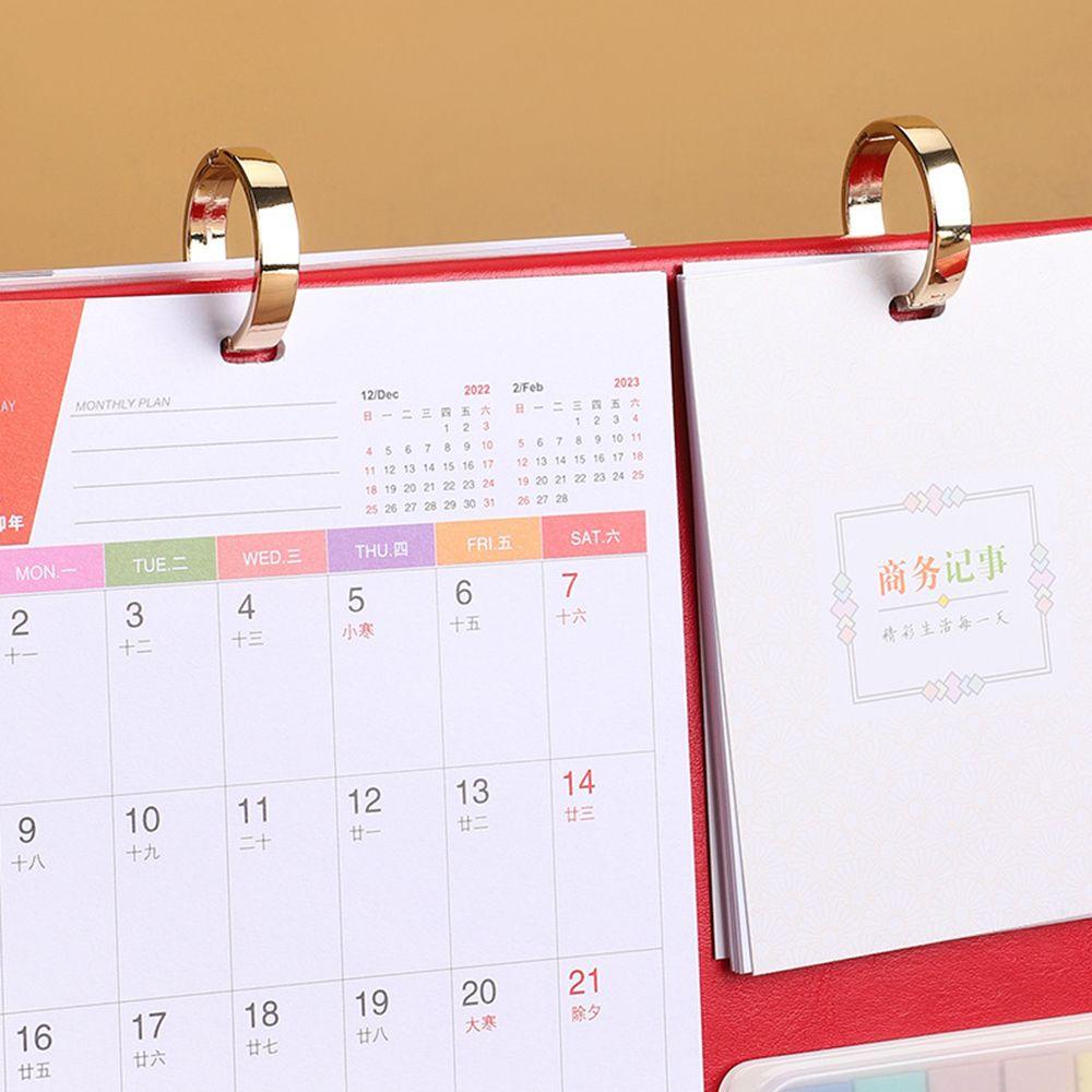 REBUY Rebuy 2023kalender Desktop Indah Multifungsi Memo Pad Notepad Perlengkapan Kantor Kalender Berdiri Dengan Planner Sticky Notes