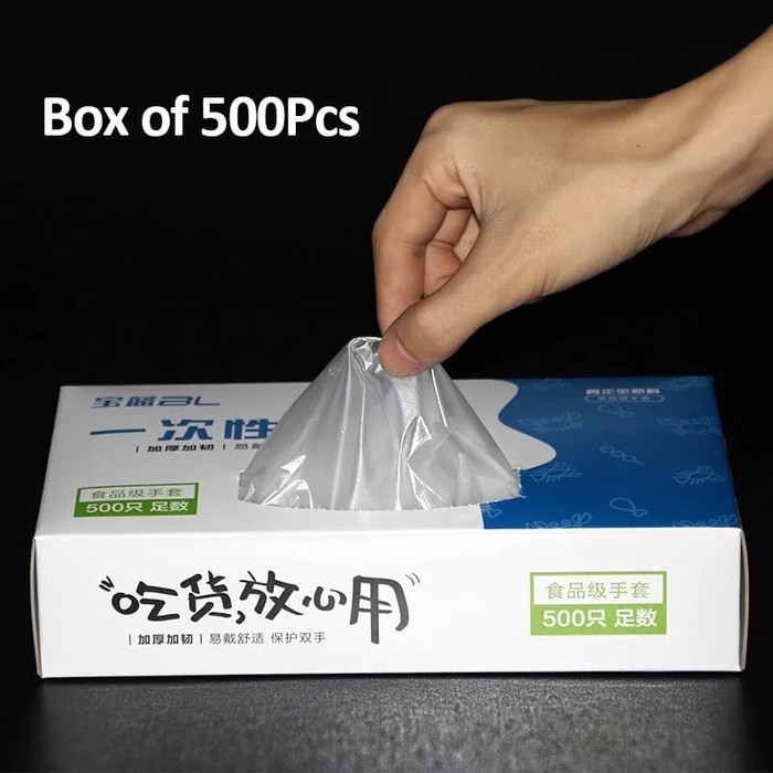 Sarung Tangan Plastik ( 1pack isi -/+500pc ) sekali pakai DISPOSABLE PLASTIC GLOVES