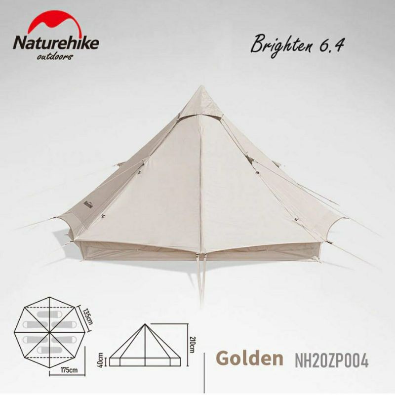 COTTON TENT SERIES NATUREHIKE NH20ZP004 (BRIGHTEN 6.4) // TENDA PYRAMID NATUREHIKE SIZE S