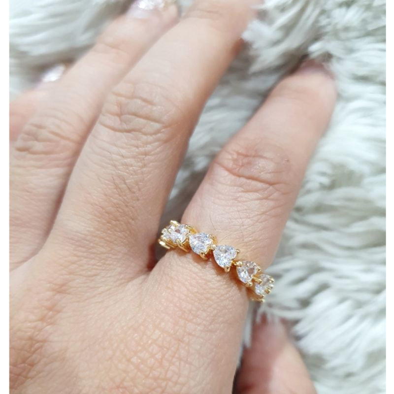 Cincin Titanium asli Gold Mata kilau Premium Quality anti karat anti alergi Ring Stainless steel rc2