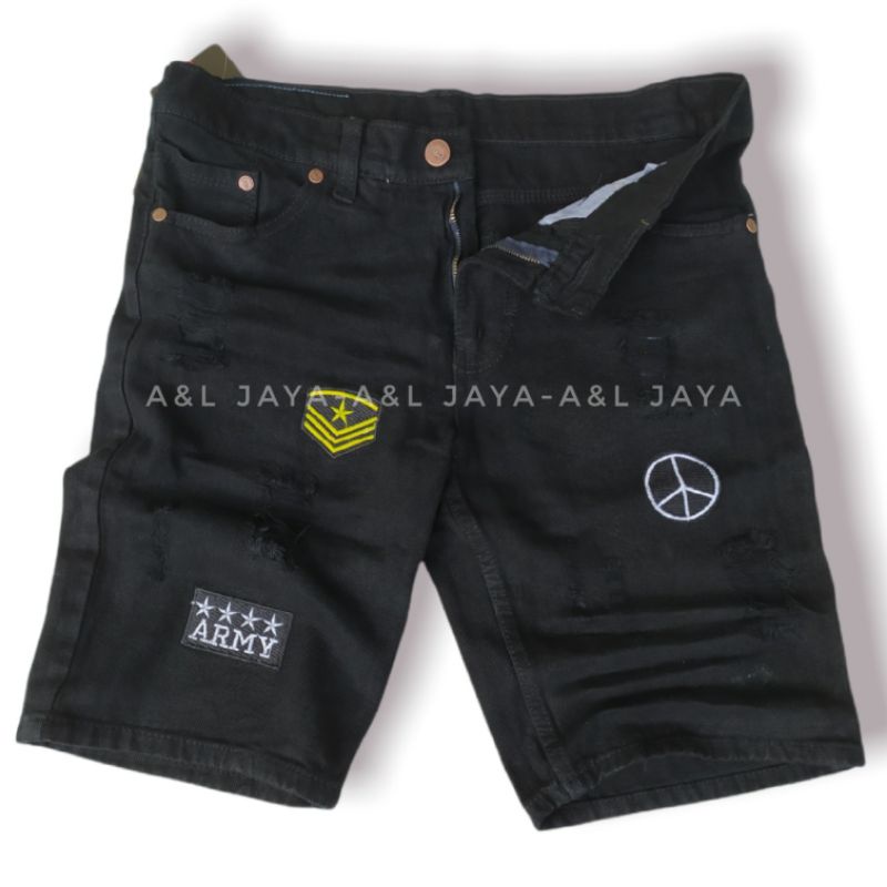Celana Pendek Sobek Jeans Hitam Pria