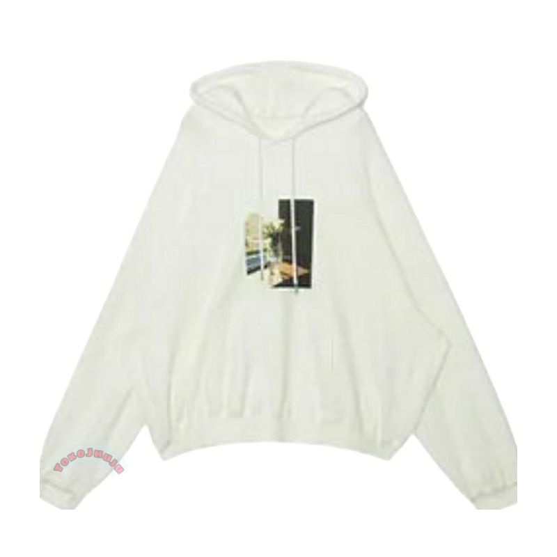 Jaket Hoodie Jumper NCT Jisung style SUNSET HOODIE WHITE print DTF