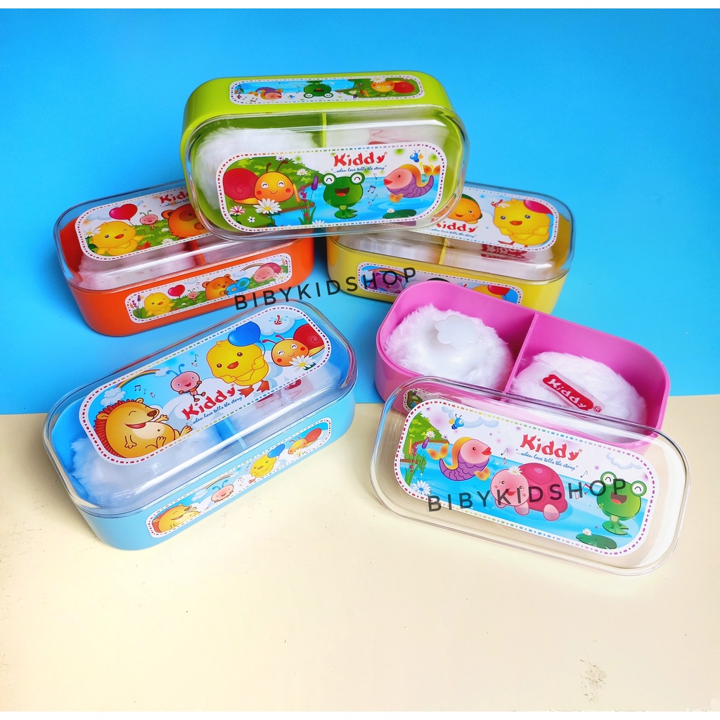 Tempat Bedak Bayi Tabur Murah 2in1 Kiddy Free Puff Perlengkapan Baby Newborn Mandi Anak Lucu