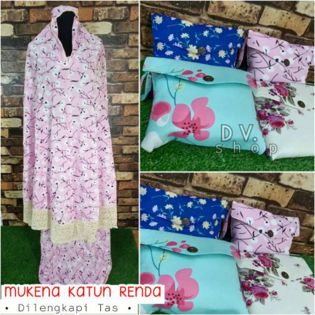 Mukena Katun Renda / Set Mukena + Tas Katun Renda