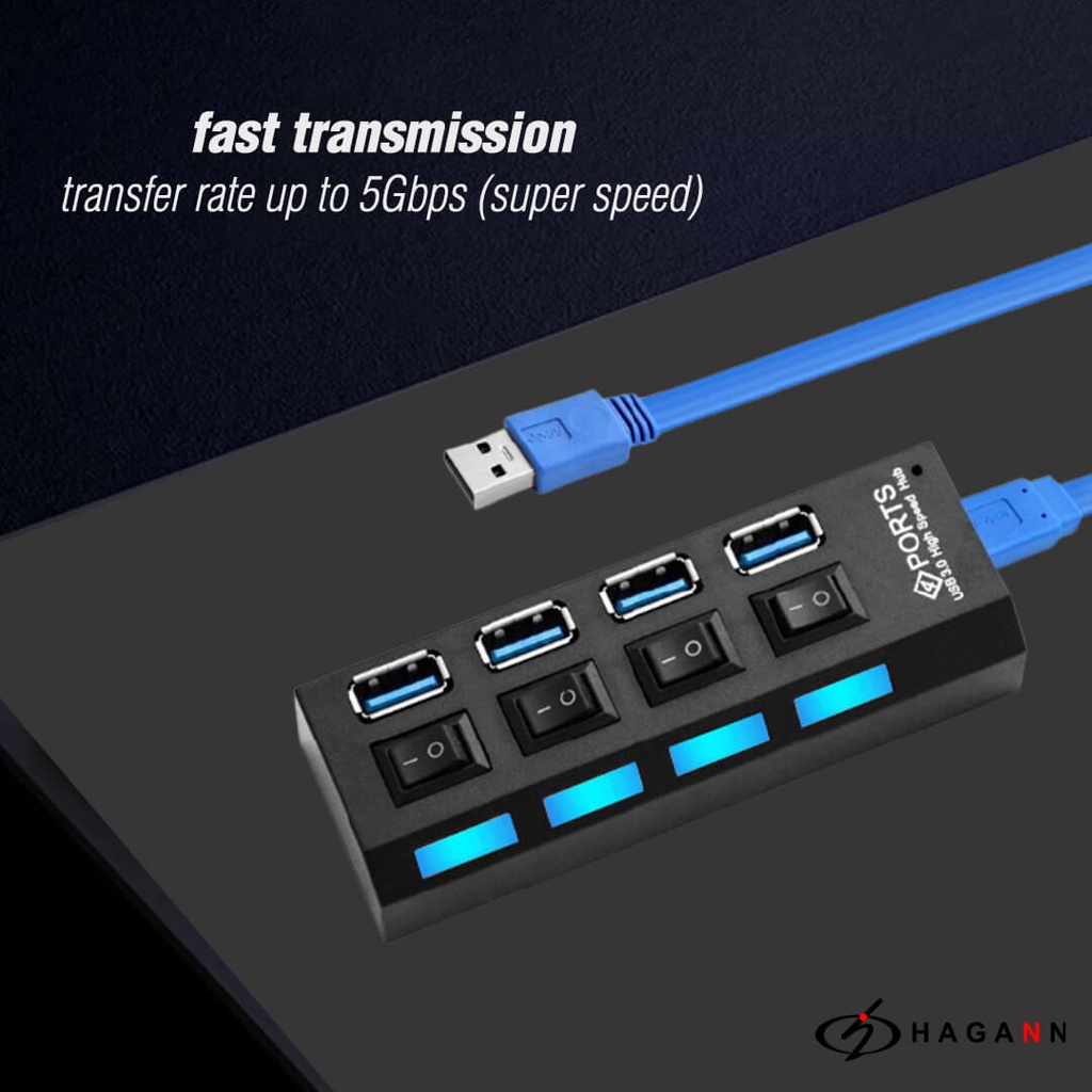 USB 3.0 Hub 4 Port On Off High Speed / USB Hub 4 Slot Data Super Speed USB3.0