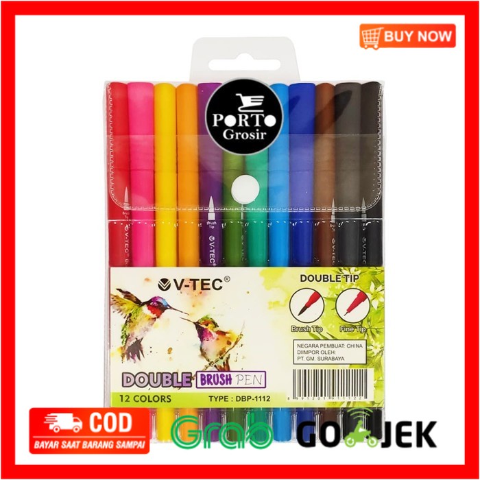 

(BISA COD) V-Tec Double Brush Pen 12 Warna Colors VTec DBP-1112 Dual Duo Tip