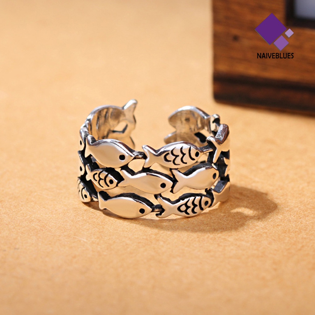 Naiveblue Cincin Lapis Silver Model Ikan Untuk Wanita