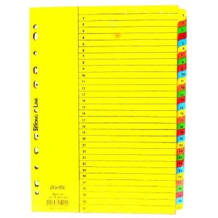 

Bantex Divider Warna A4 31 Pages 6052 | Pembatas Binder A4 - 31 Lbr