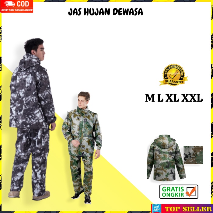 JAS HUJAN PRIA KOREA MOTIF ARMY LORENG MANTEL HUJAN COWOK DEWASA RAINCOAT JAKET GUNUNG IMPORT B87