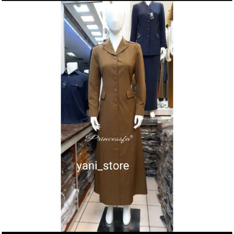 Gamis Pemda Gamis Guru Coklat Tua Wanita Gamis PNS ASN PDH Gamis KHEKI Baju Gamis PNS  KHAKI Baju Di