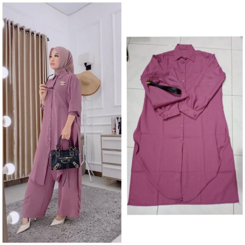 NEW SET LONG TUNIK SABRINA VIRAL KEKINIAN