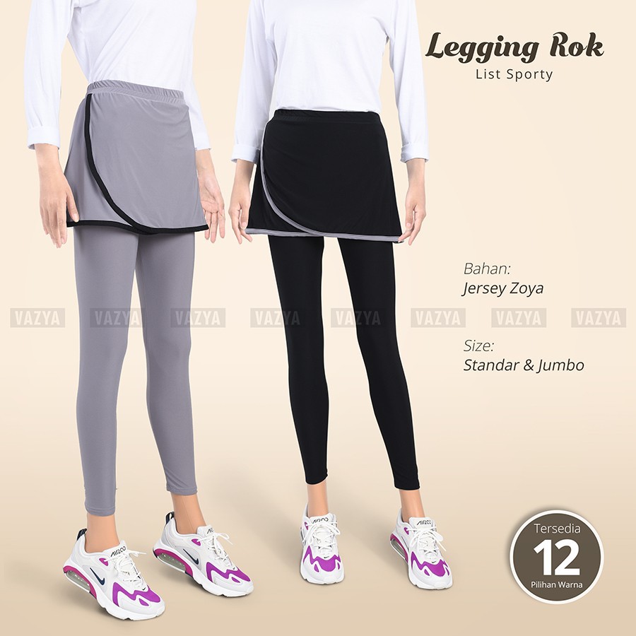 Legging Rok Wanita Dewasa Jumbo Sport Modern Terbaru Model Payung Skirt Leging Cewek Jersey Premium 