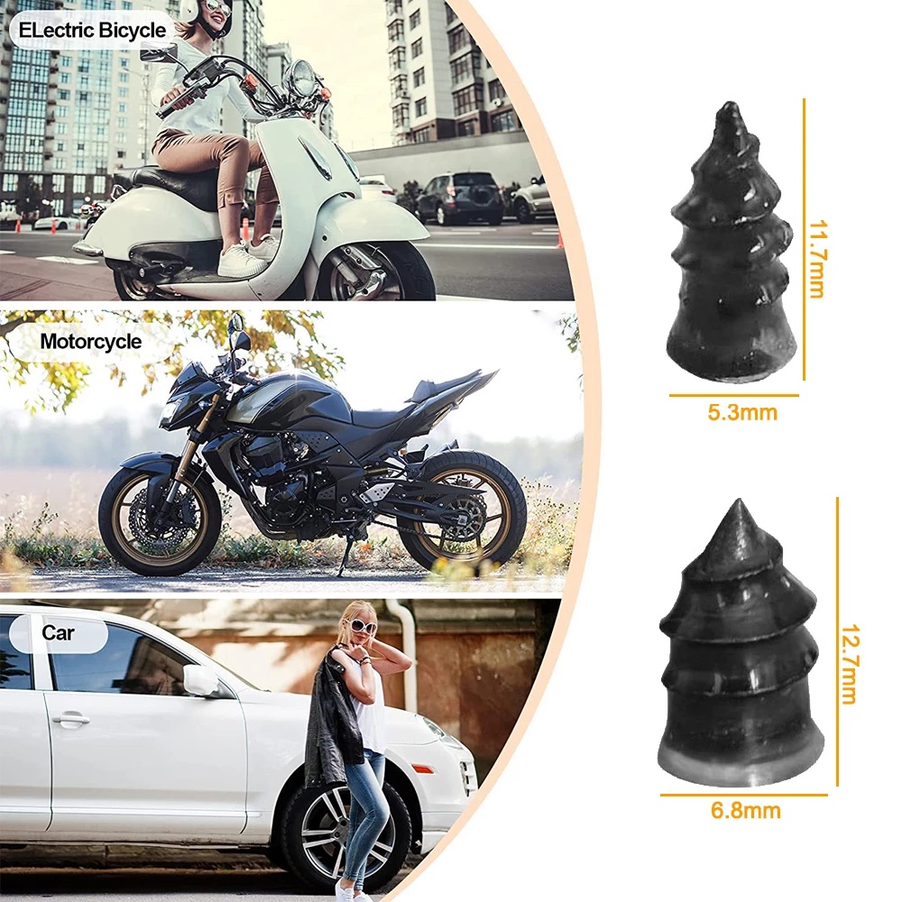 10Pcs/Box Portable Wear Resistanc Motorcycles Vacuum Tubeless Tire Self Fast Repair Mini Rubber Glue Nail