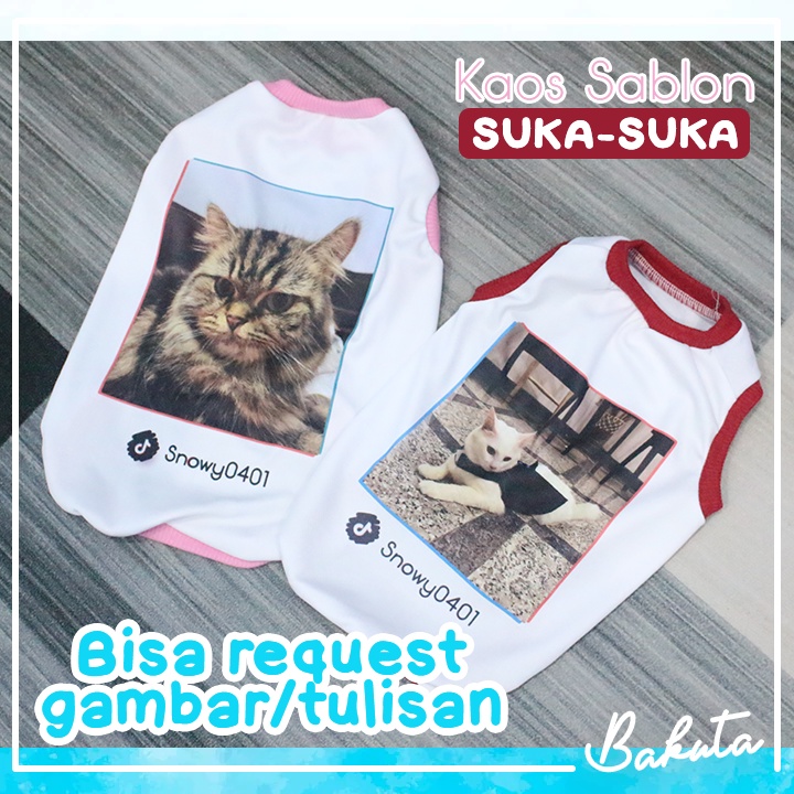 Kaos Sablon Foto (Kucing/Anjing) Baju Kucing Murah kostum foto atau nama (Harga Murah Parah)