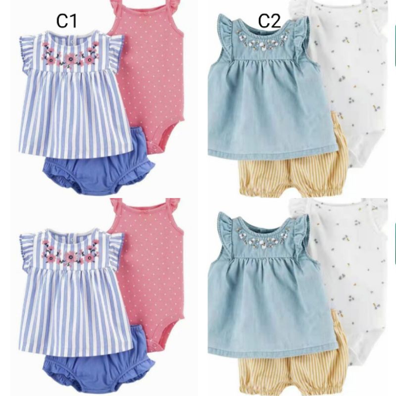 Setelan Baju bayi/ Set 3in1, set Tee 3in1 baby, Baju bayi import