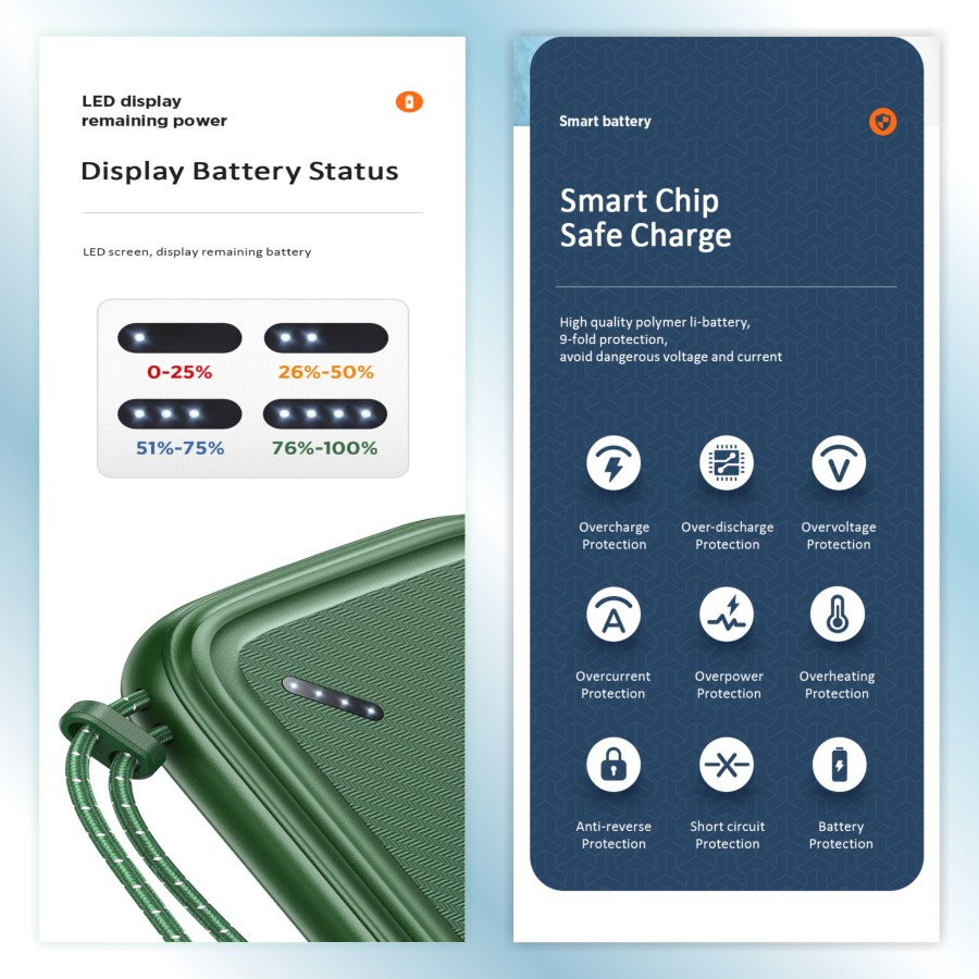 USAMS PB56 Power Bank Lanyard 10000mAh DUAL USB- CD150-1