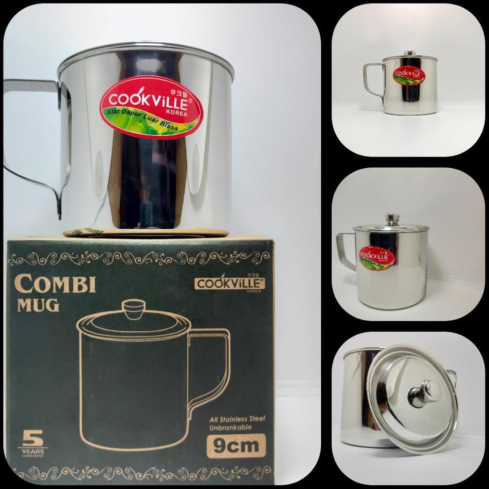COOKVILLE MUG W/COVER KOREA STAINLESS TERLARISS...,,,,,