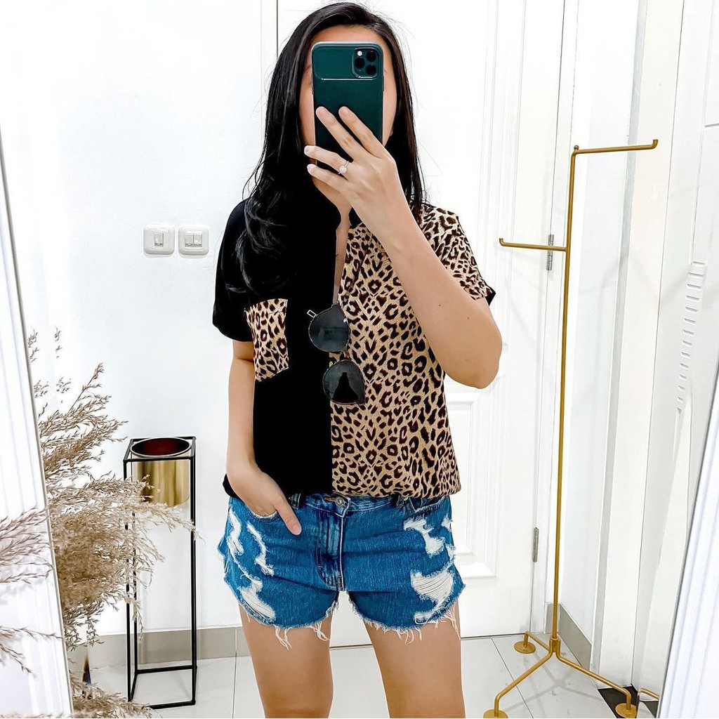 Double Lucky / Basic Twill Leopard / Atasan Rayon / Baju Atasan Wanita / Corak-5