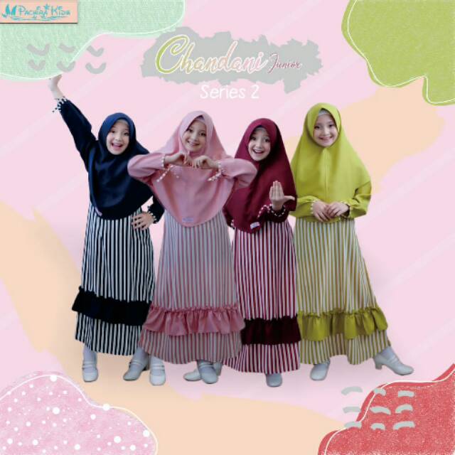 Gamis Anak Cantik Bahan Monalisa Kombinasi Mosscrape Motif Garis Shopee Indonesia