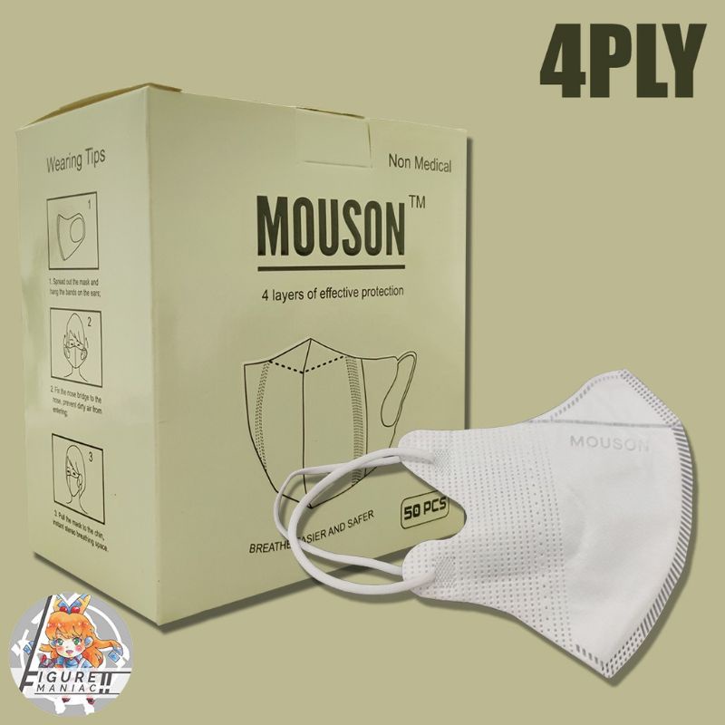 Face mask duckbill protective 3ply (50pc) premium mask garis seperti sensi/masker duckbil Y&B care-DB mouson putih 4ply