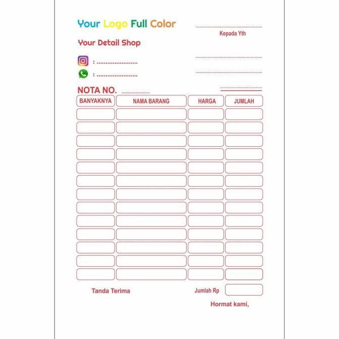 

Office & Stationery | Buku Tulis | Cetak Nota Bon 1 Rangkap/Ply Full Color | Best Seller