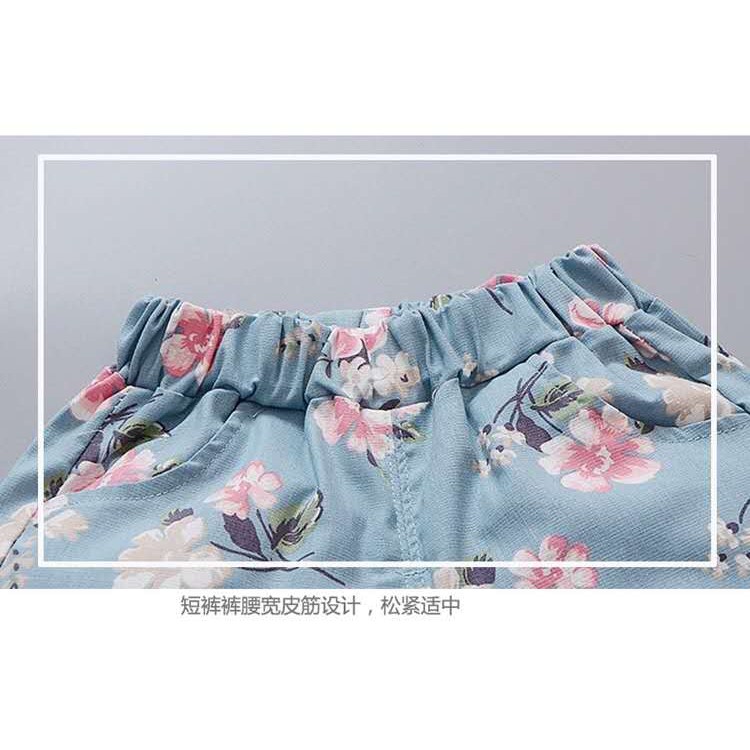 Baju setelan anak perempuan kaos+celana pendek baju set anak cewek lucu style import-5