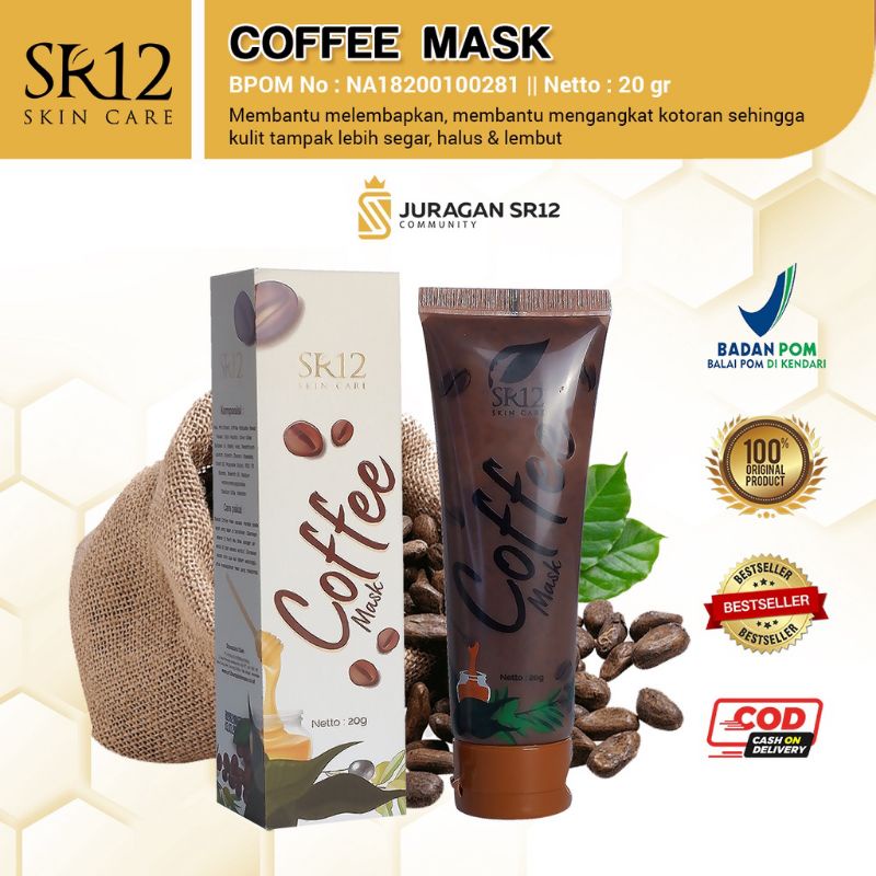 Coffe Mask SR12 / Masker Kopi / Masker Wajah Alami / Masker Komedo / Masker Wajah