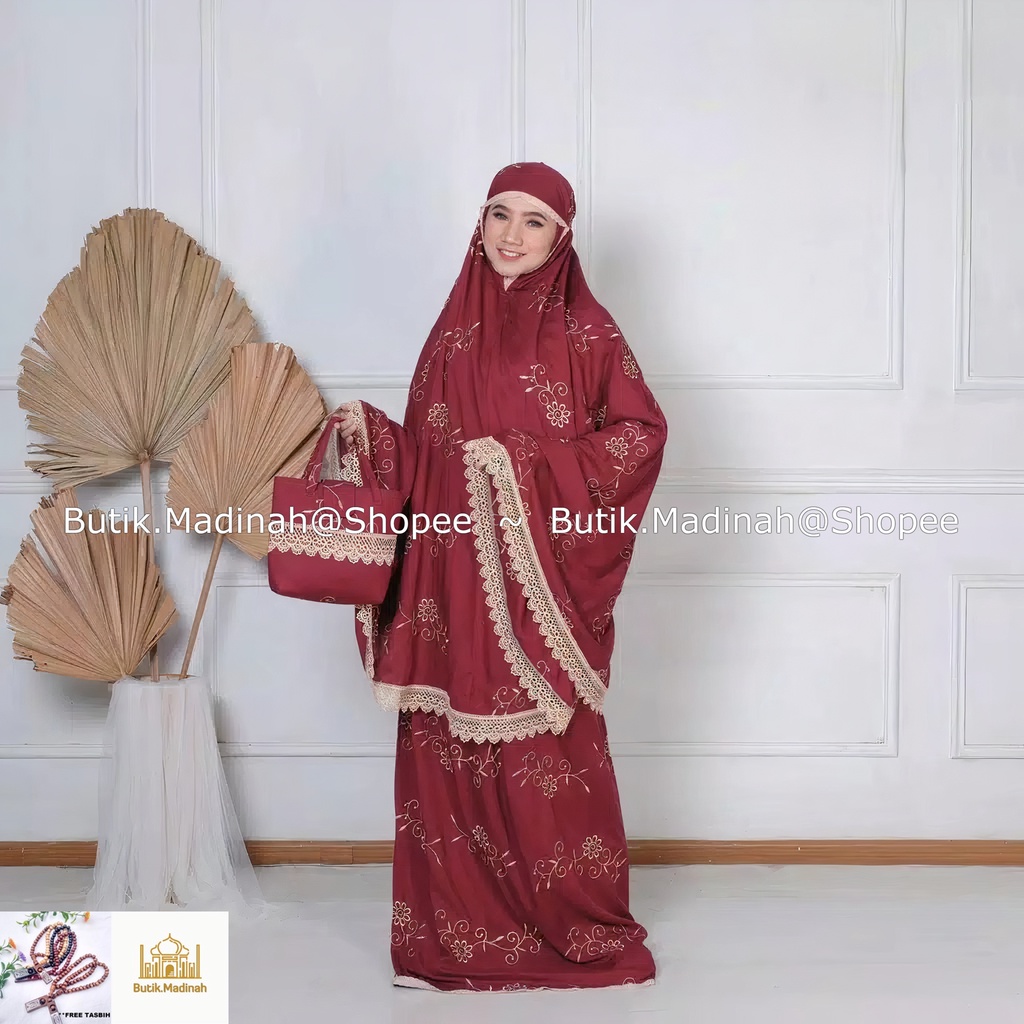 BUTIK.MADINAH MUKENA GRACELLA BORDIR BUNGA TERATAI MEWAH PREMIUM